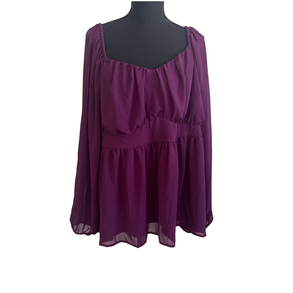 Torrid Purple Chiffon Babydoll Blouse Smocked Size 3X Whimsigoth Witchy